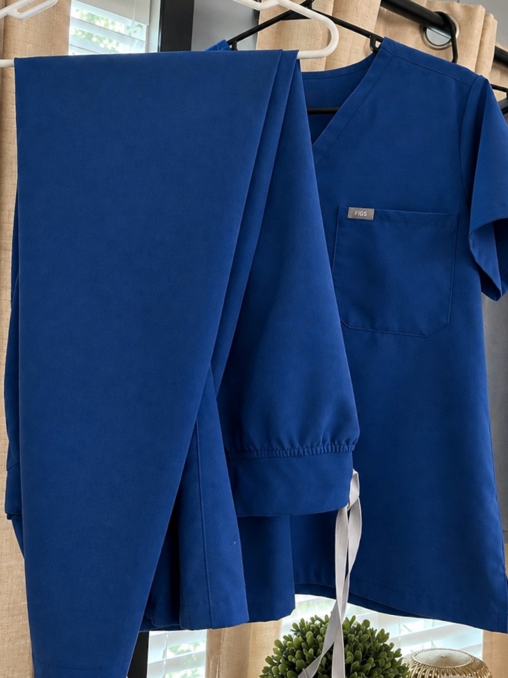 Figs Royal Blue Scrub Top and Jogger Pants